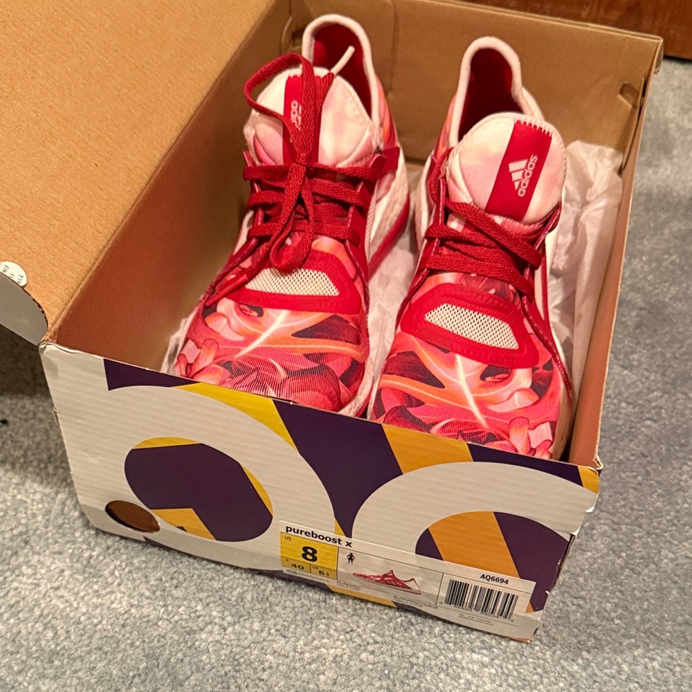 Adidas Pureboost X Red Floral Size 8